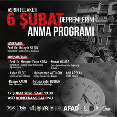 Asrın Felaketi 6 Şubat Depremlerini Anma Programı